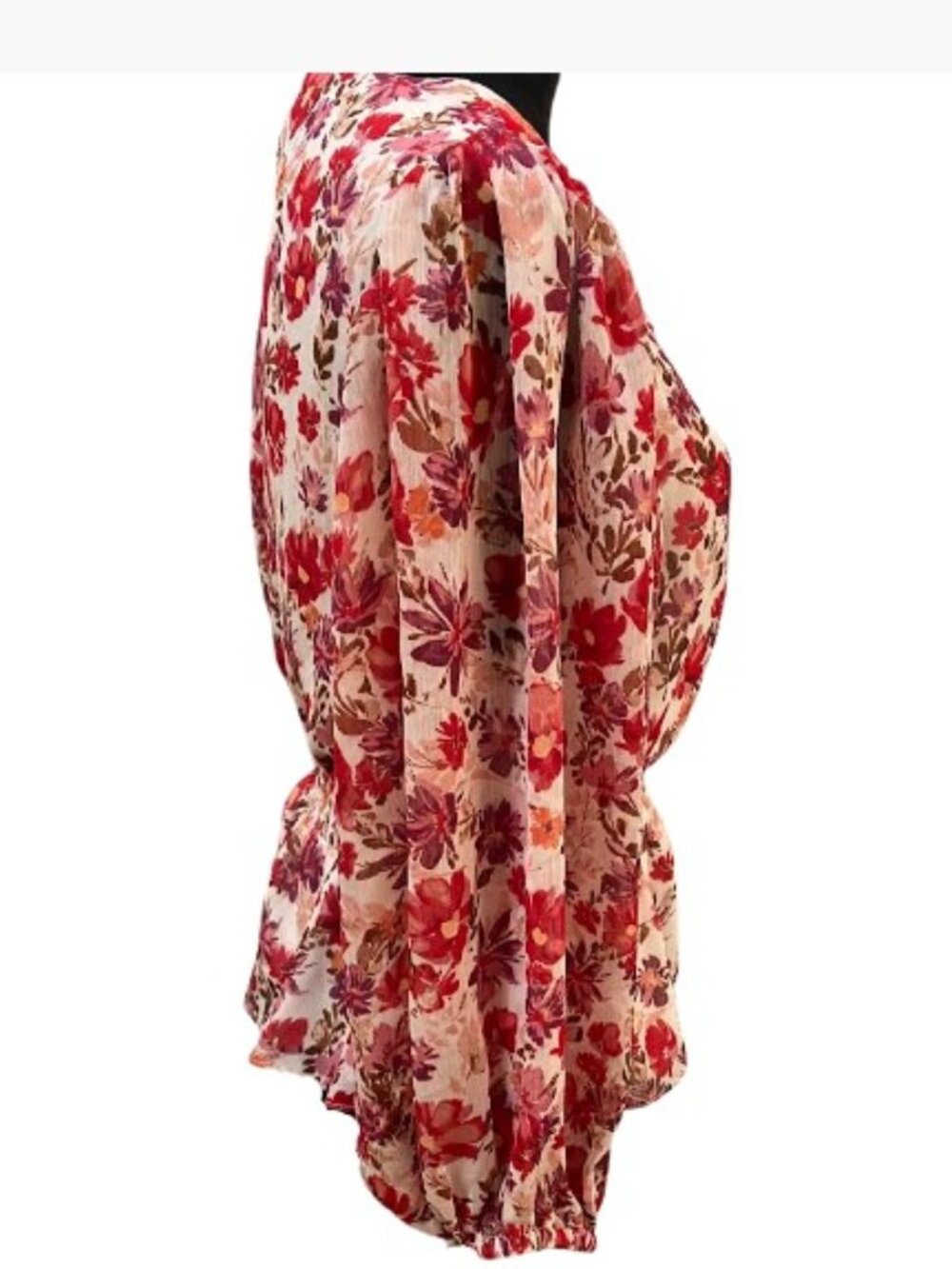 Sam and Jess Floral V-Neck Blouse  Smocked Waist  Casual Wear  Size PL  Like New - Picture 3 of 9